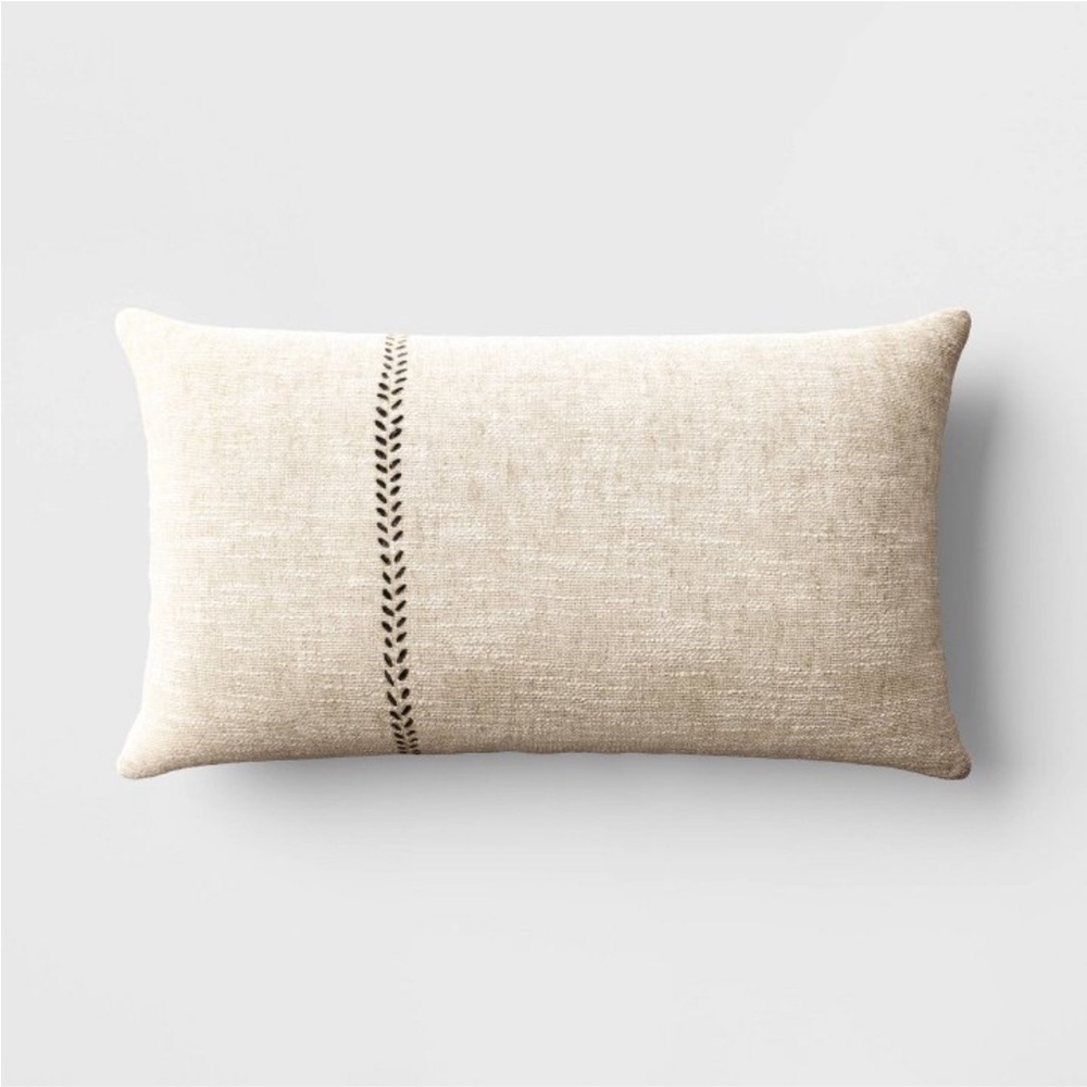 Oversized Stitched Lumbar Throw Pillow
Neutral: Cotton-Linen Blend Threshold